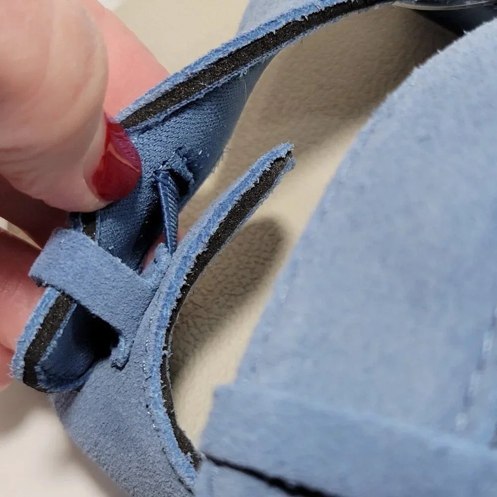 Reef Ojai Sandals Big Kid Size 12 Suede Leather Upper Unisex Backstrap Blue NWOT